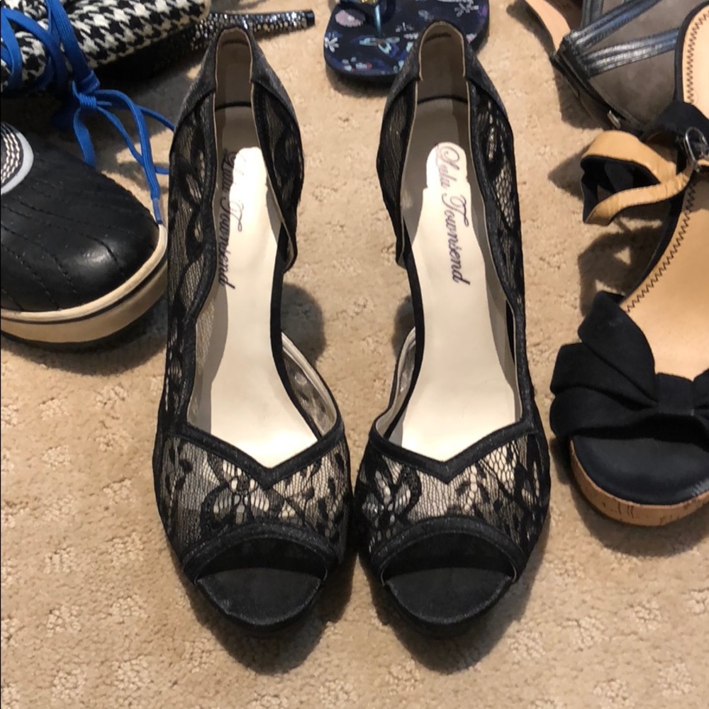 Black lace heels